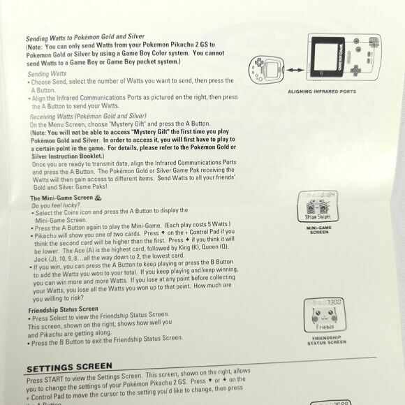 Pokemon Pikachu 2 GS Gold Silver Virtual Pet Instruction Manual ONLY - Picture 3 of 6